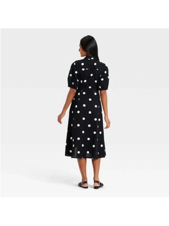 • a new day puff sleeve polka dot dress • - Picture 2 of 3